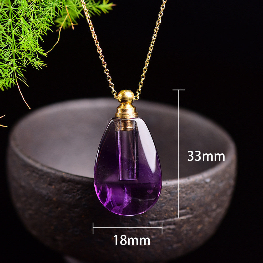 Natural Crystal Perfume Bottle Colorful Fluorite Polyhedron Pendant