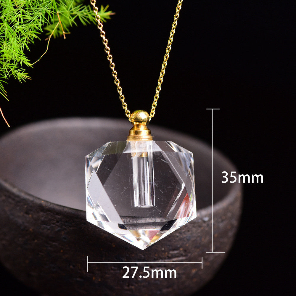 Natural Crystal Perfume Bottle Colorful Fluorite Polyhedron Pendant