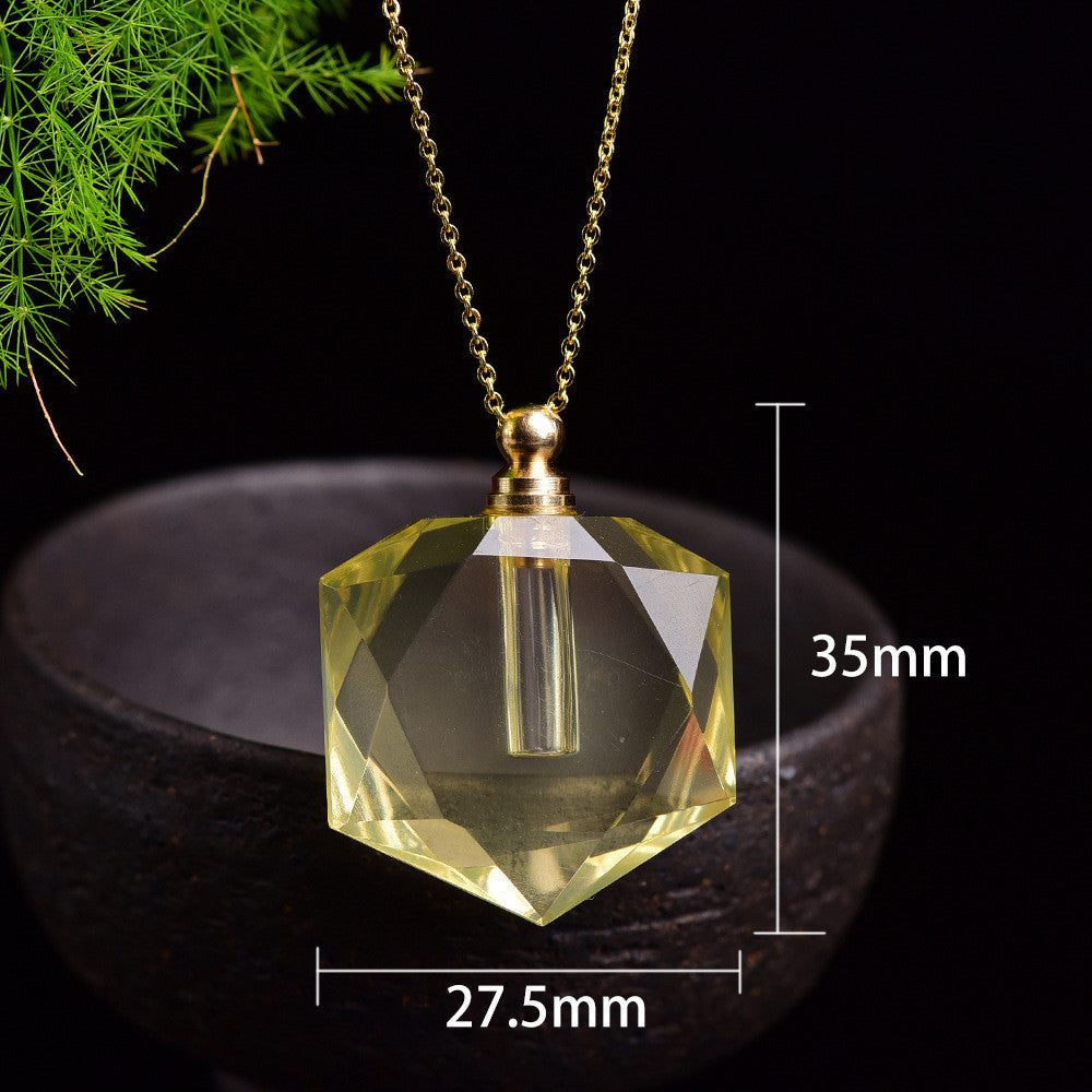 Natural Crystal Perfume Bottle Colorful Fluorite Polyhedron Pendant