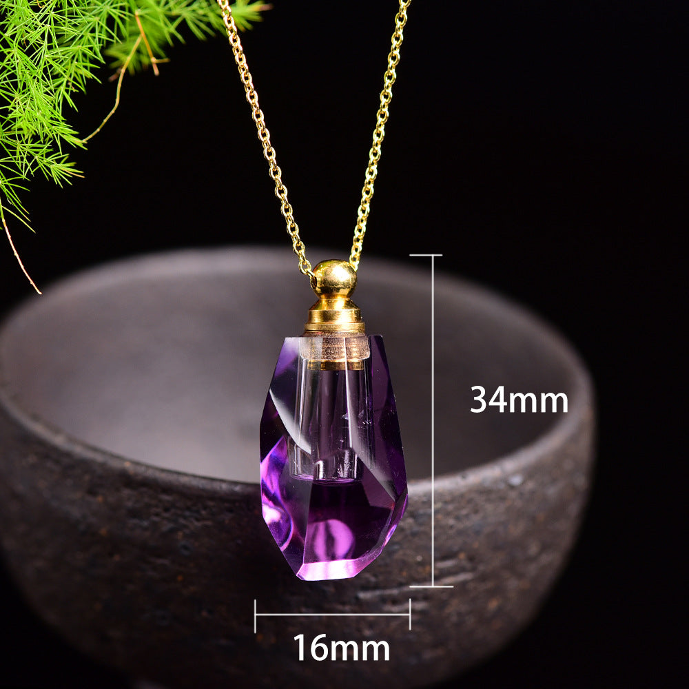 Natural Crystal Perfume Bottle Colorful Fluorite Polyhedron Pendant